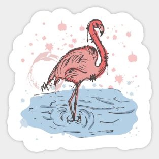 Flamingo watercolor sketch Sticker